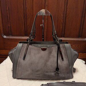 Coach Mixed Leather Dreamer 36 Handbag Gray